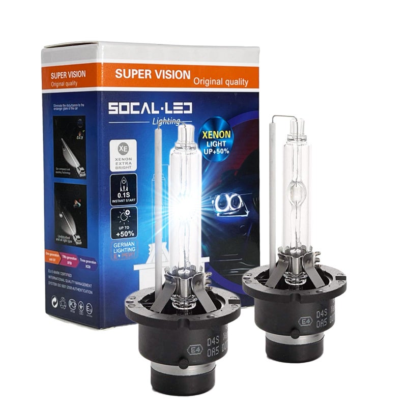 SOCAL-LED LIGHTING مصابيح أمامية زينون HID D4S 35W من SOCAL-LED - 6000K أبيض كريستالي - 66440 42402 42402WX بديل مباشر عالي ومنخفض - عبوة من 2 - Image 1